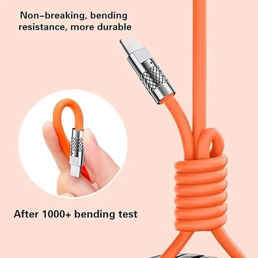 Flex: 120W 3-in-1 Liquid Silicone Tangle-Free Fast Charging Cable with Type-C, Micro-USB & Lightning Connectors
