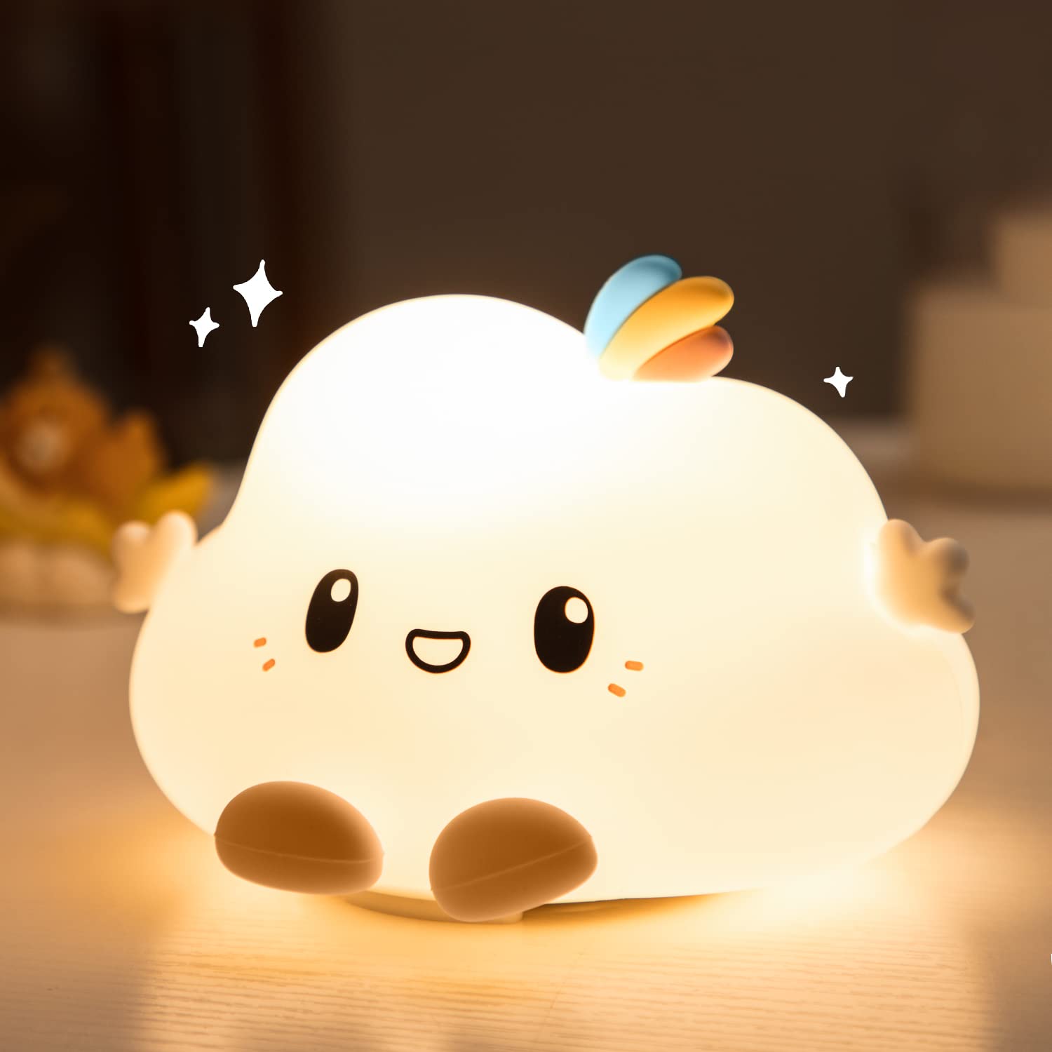 CloudGlow: Aesthetic Cloud LED Night Light – Soft & Squishy Silicone Lamp with Touch Control, USB-C Rechargeable & Color Changing