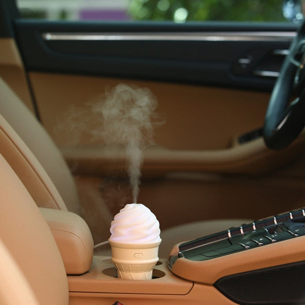 SweetMist: Ice-Cream Shaped Cool Mist Humidifier & Aroma Diffuser with LED Light & USB Power for Home & Office