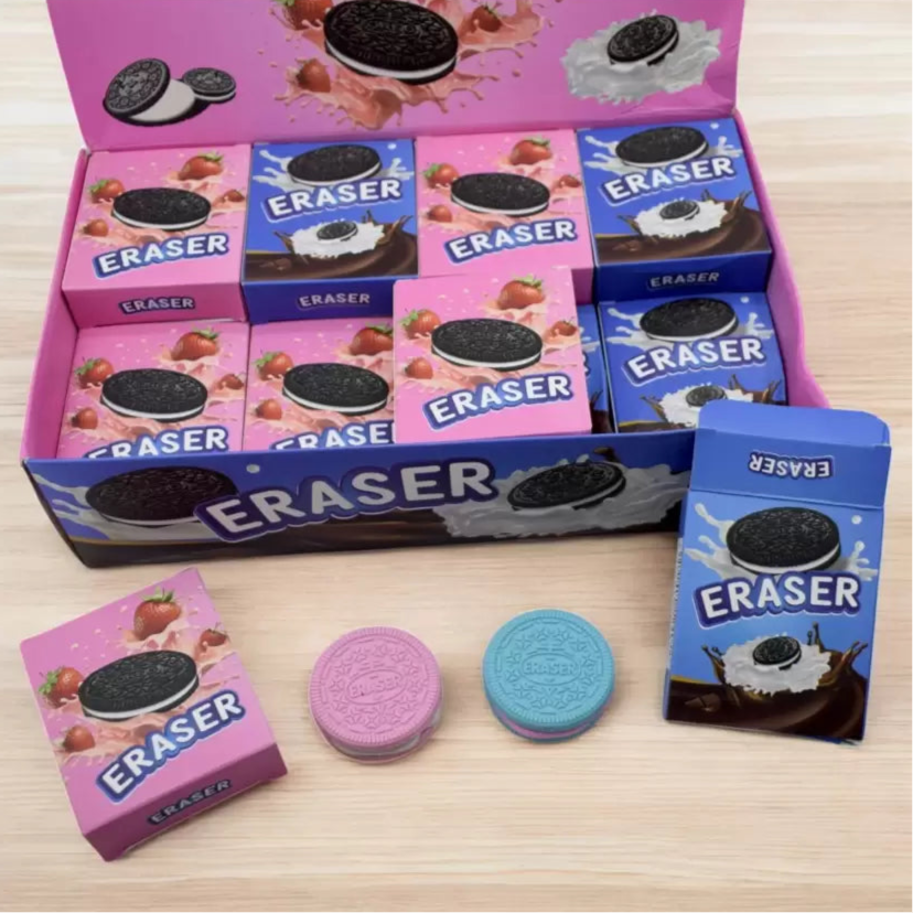 Biskie: Fun Oreo-Inspired Scented Eraser Set, Realistic Cookie Design in Pastel Colors, Perfect for Kids' Stationery, Return Gifts & Desk Collectibles