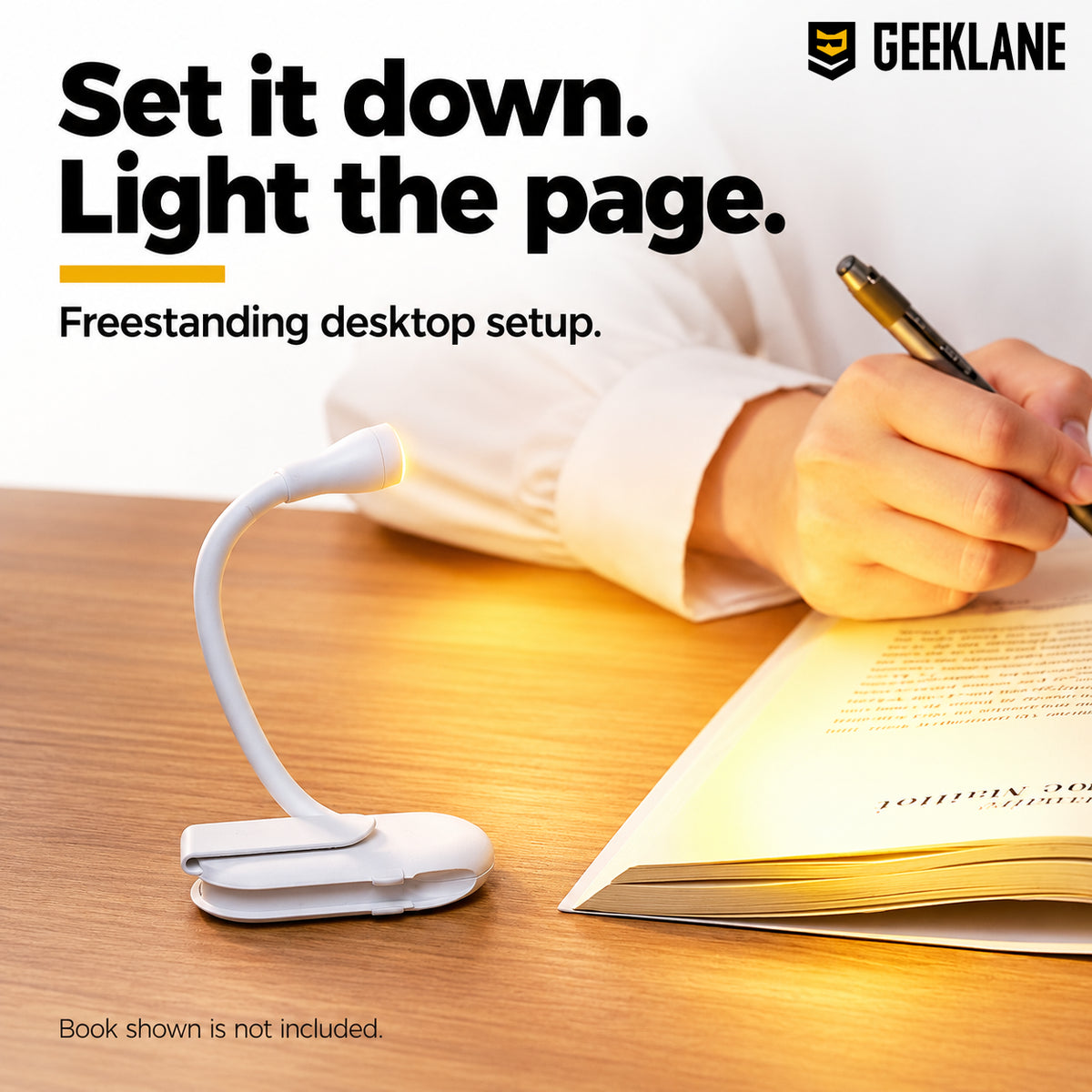 Immerse — white desktop reading setup.