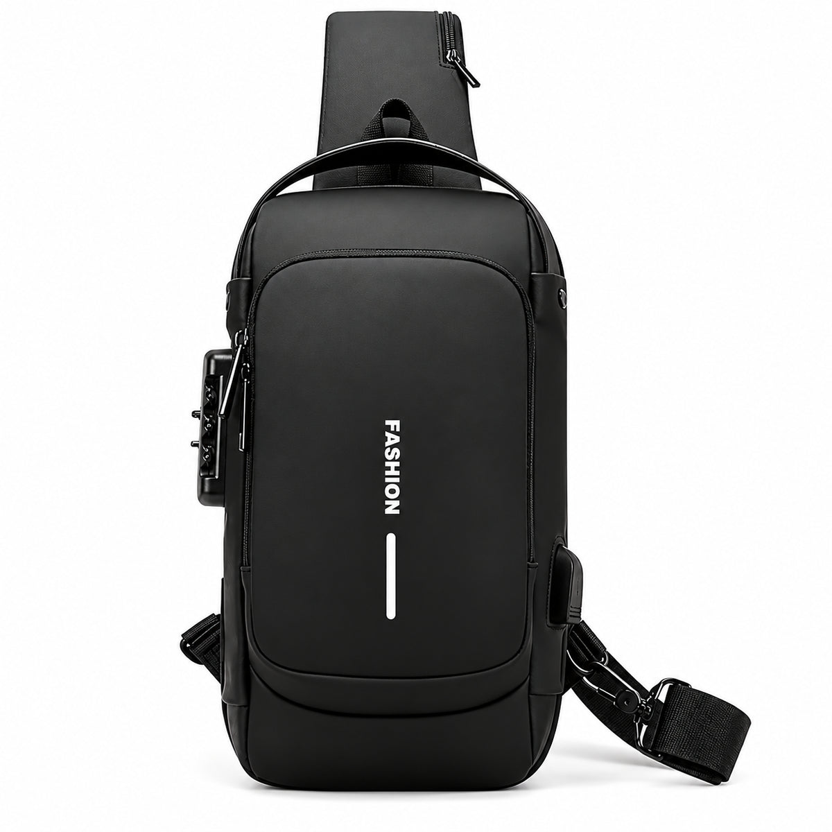 Shield — black bag front view.