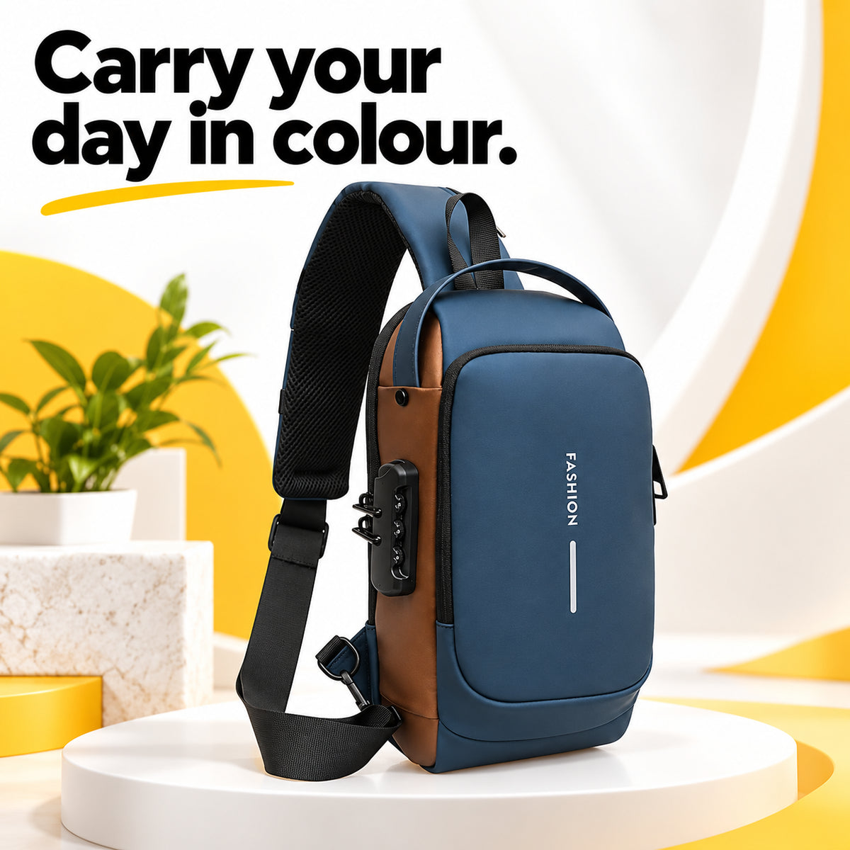 Shield — blue bag colour.