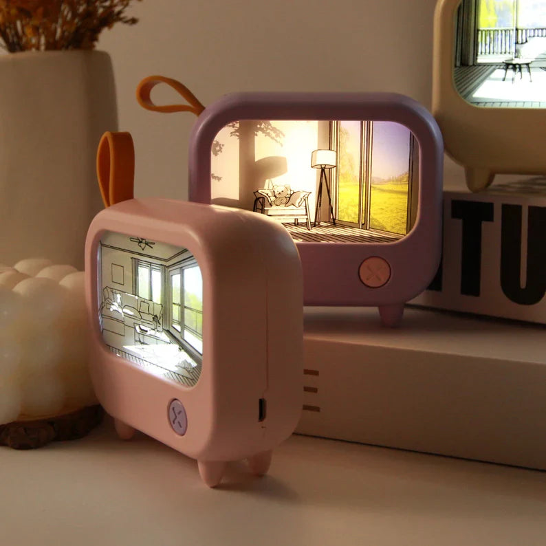 QuirkTV: Artistic Viral LED TV-Style Night Light with Dual Color Modes, Rechargeable Design & Retro Desk Décor Appeal