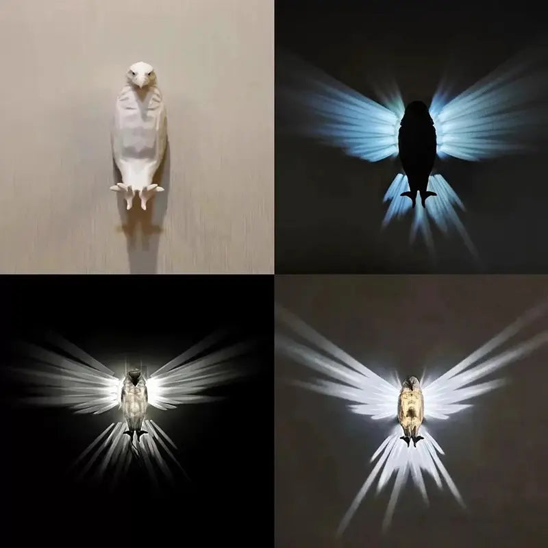 Raptor: Wall-Mounted 3D Eagle Shadow LED Lamp for Night Light & Statement Décor