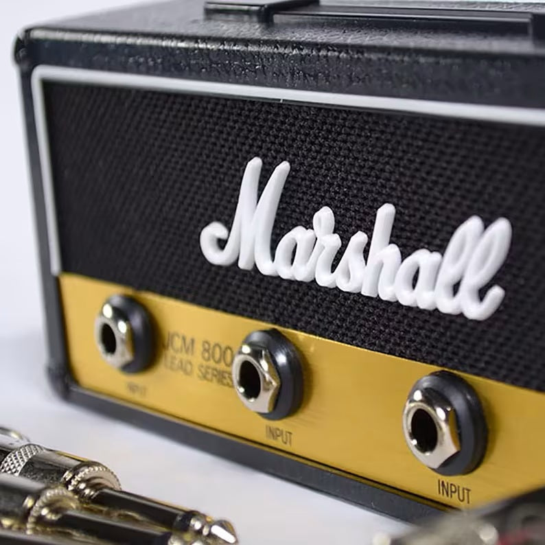 JackRack: Marshall-Style Wall Mounted Key Holder with 4 Guitar Amp Plug Keychains for Home & Studio Décor