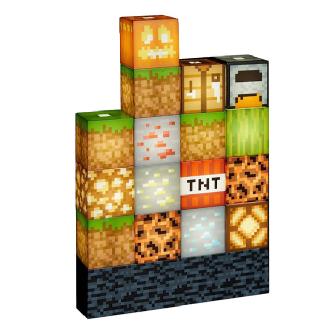 BlockCraft: Minecraft LED Lamp Building Blocks with Stackable Design, USB-Powered Night Light, Fun Desk Setup for Gamers & Streamers