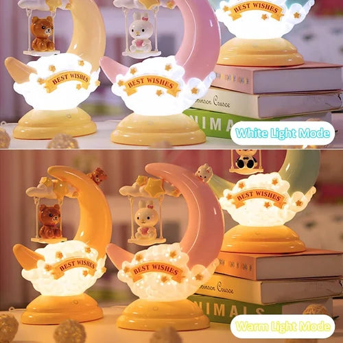 Swingy: Super Cute Crescent Moon & Cloud Night Lamp with Soft LED Glow for Cozy Bedside & Room Décor