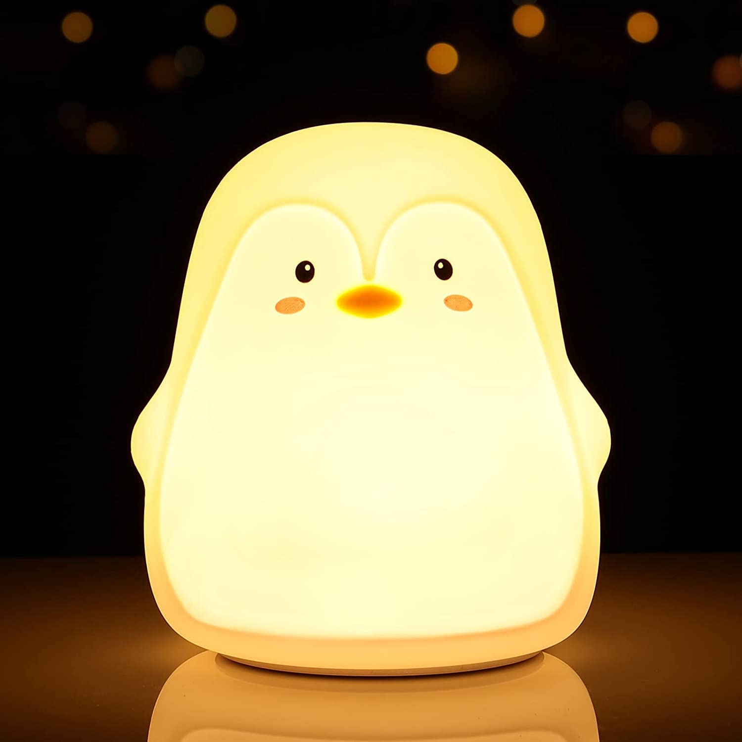 PengiGlow: Adorable Penguin Silicone Night Lamp with Rechargeable LED for Cozy Bedroom Ambience & Gifting