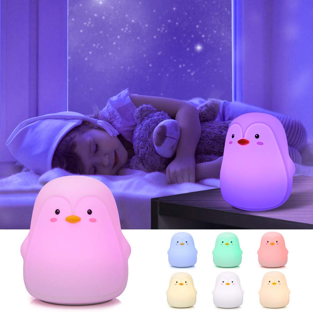 PengiGlow: Adorable Penguin Silicone Night Lamp with Rechargeable LED for Cozy Bedroom Ambience & Gifting