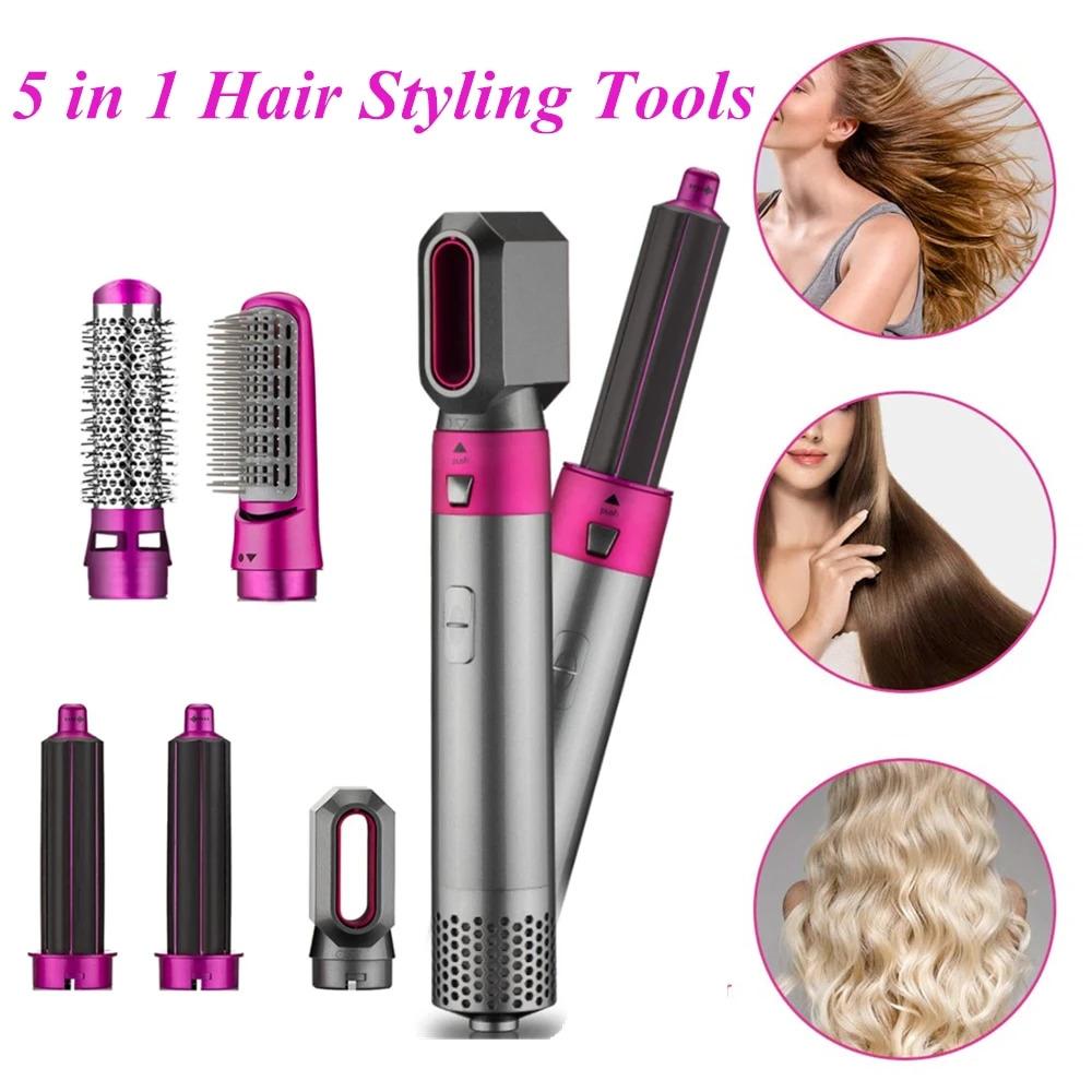 HairGrab: 5-in-1 Hair Styler with Hair Dryer, Air Brush, Straightener, Curler & Volumizer – 1000W One-Step Styling Tool