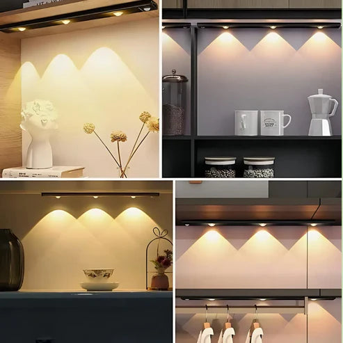 Sleek: USB-C Rechargeable LED Panel Light with PIR Motion Sensor, Mountable Light for Wardrobes, Stairs & Kitchen Shelves with 3 Colour Modes, Dimmable Brightness & Easy Slide-in Bracket