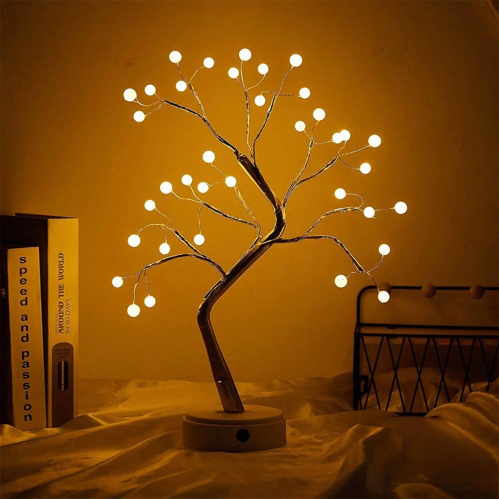 FairyTree: Cozy LED Pearl Tree Lamp with 36 Twinkling Fairy Lights for Bedroom, Wedding & Home Décor