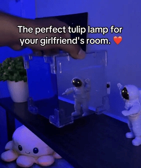 GlowCraft: DIY Infinite Mirror Tulip Lamp with 3D LED Flower Lights for Tabletop Décor & Unique Gifting