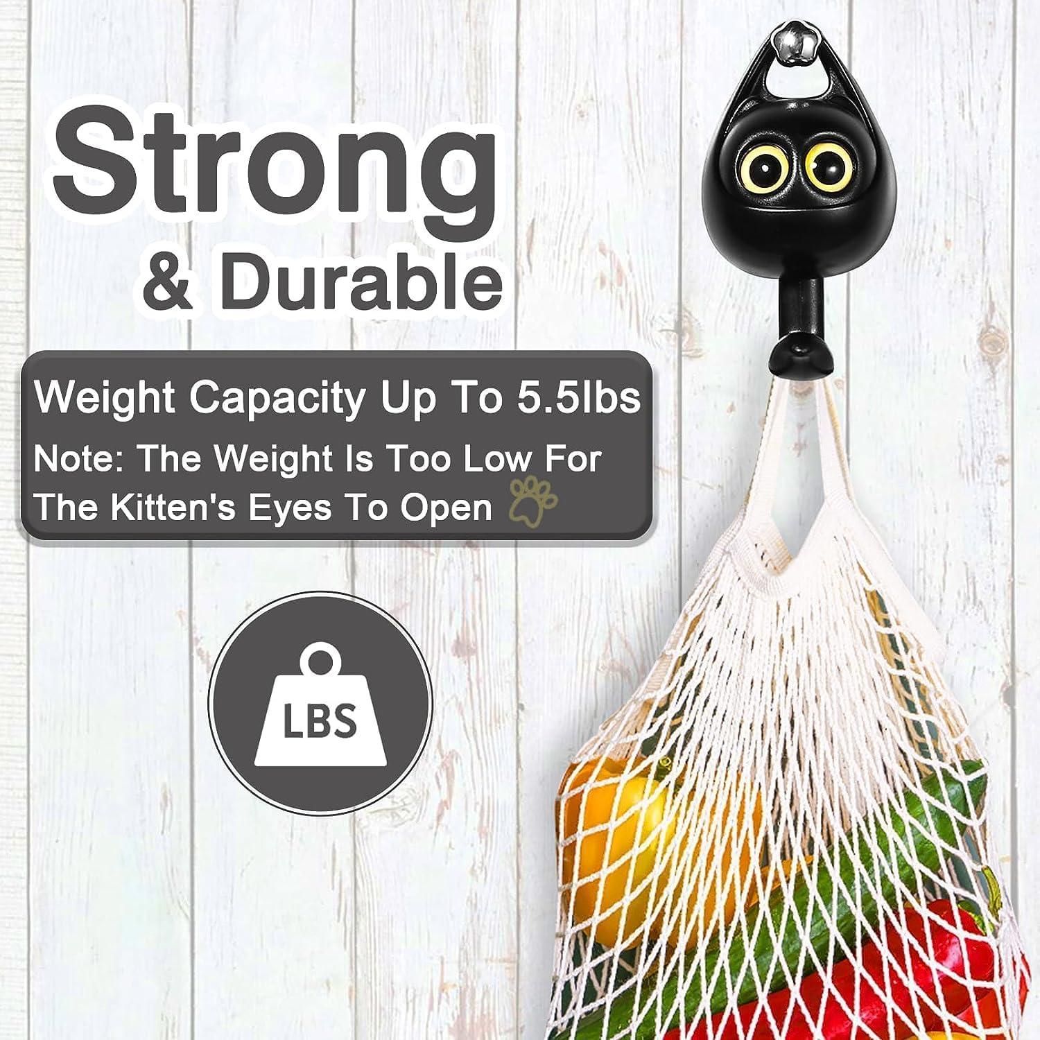 Meowook: Cute Cat Blinking Eye Wall Hook with Strong Adhesive for Keys, Bags, Clothes & Home Décor