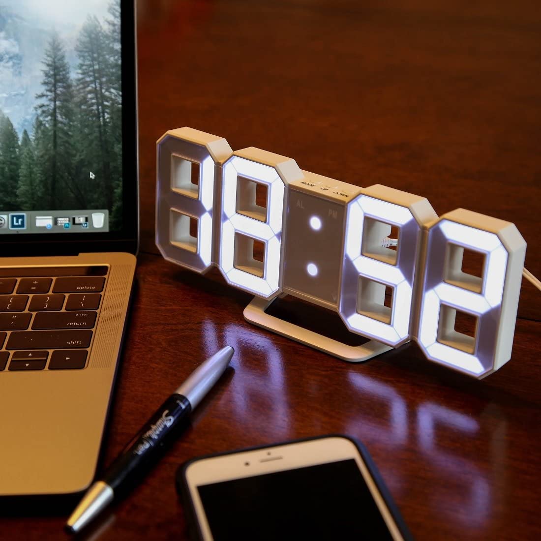 Acry: Viral Pinterest inspired Big Display Aesthetic LED Desk & Wall Clock with Alarm