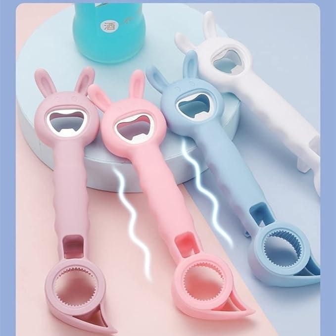 TwistEase: Cute 4-in-1 Multi-Opener for Bottles, Cans & Jars – Easy Grip & Finger Protection Kitchen Tool
