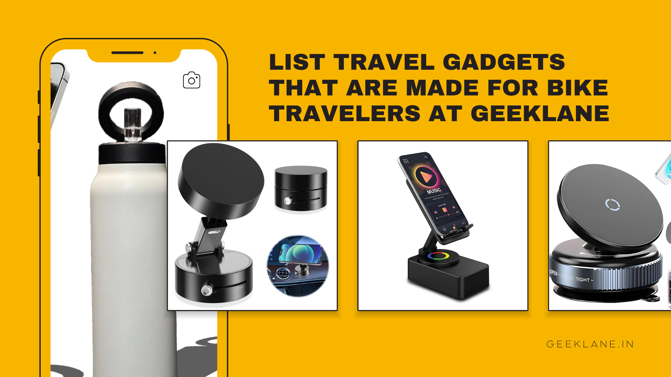List travel gadgets that are made for bike travelers at Geeklane