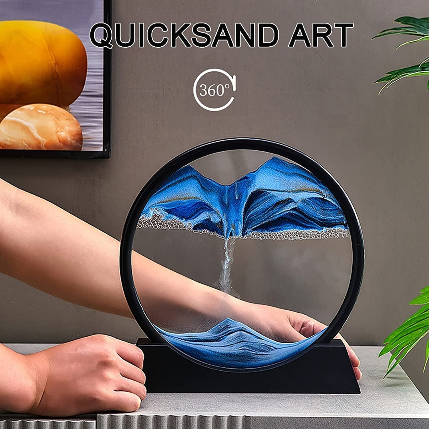 SandFlow: 3D Moving Sand Art Picture with Liquid Glass Landscape for Home & Office Desk Décor