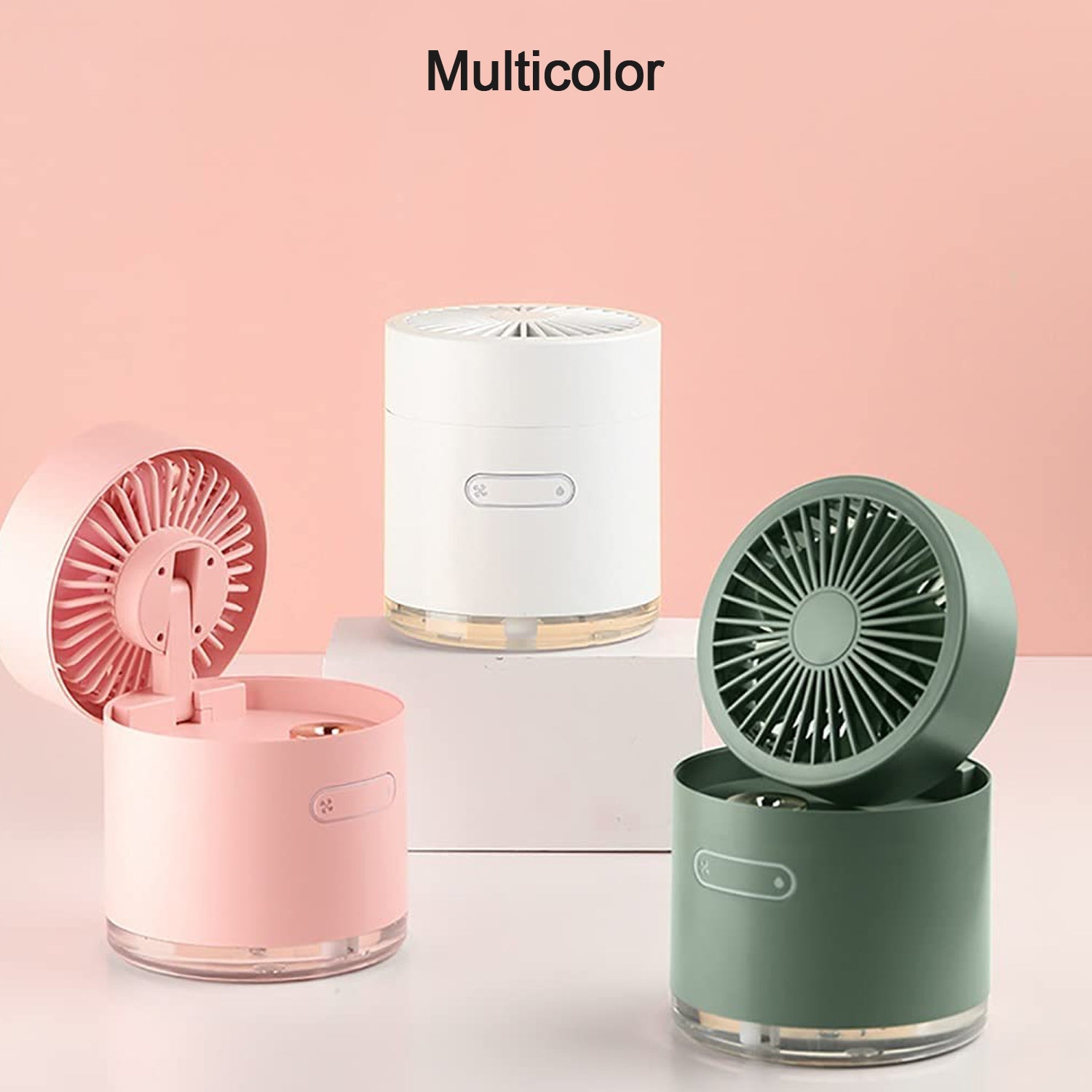 DeskChill: Portable 3-in-1 Mini Air Cooler & Table Fan with Mist Humidifier, USB Rechargeable & LED Night Light