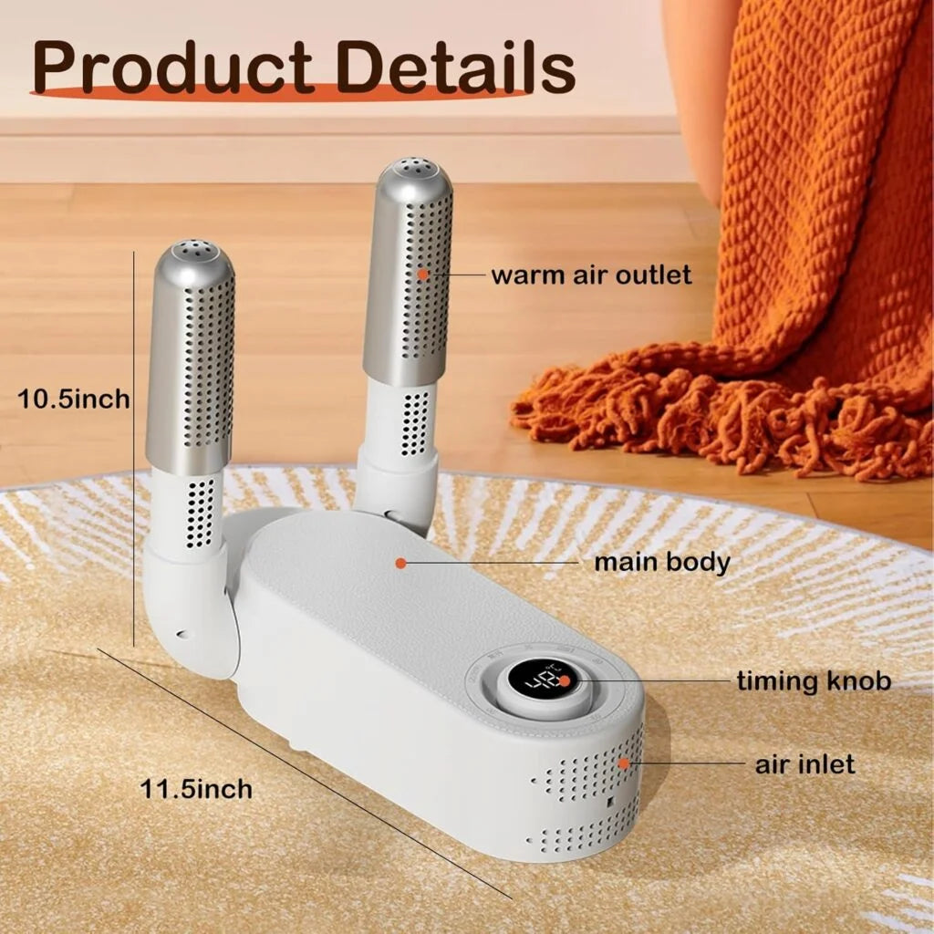 Bootsy: Electric Shoe & Boot Dryer with 360° Warm Air Drying, Foldable Portable Dryer for Shoes, Boots, Gloves & Hats