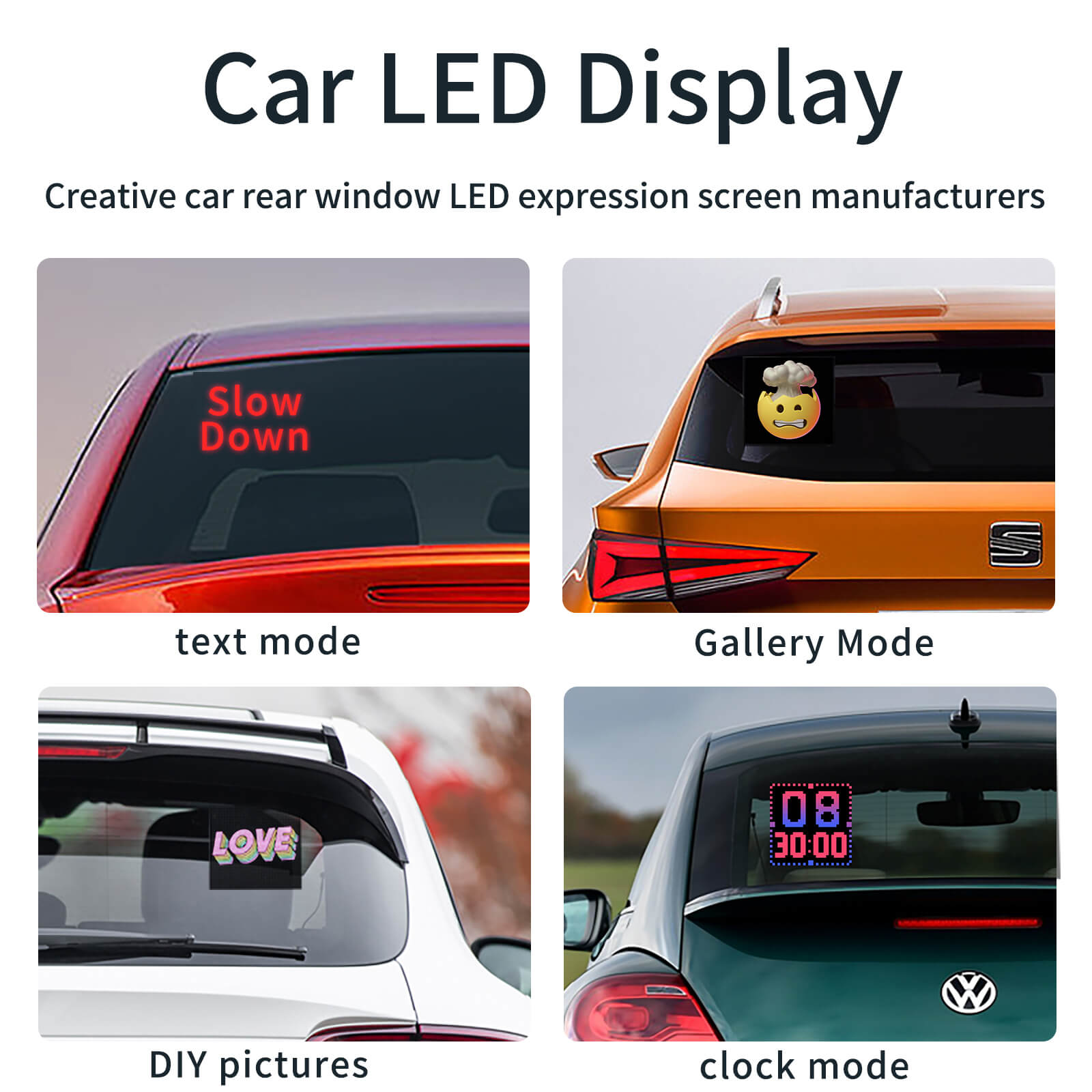 Pixo: Programmable LED Pixel Display Screen with Bluetooth App Control, Custom Text & Animations for Car Windshield & Home Decor 13x13cm