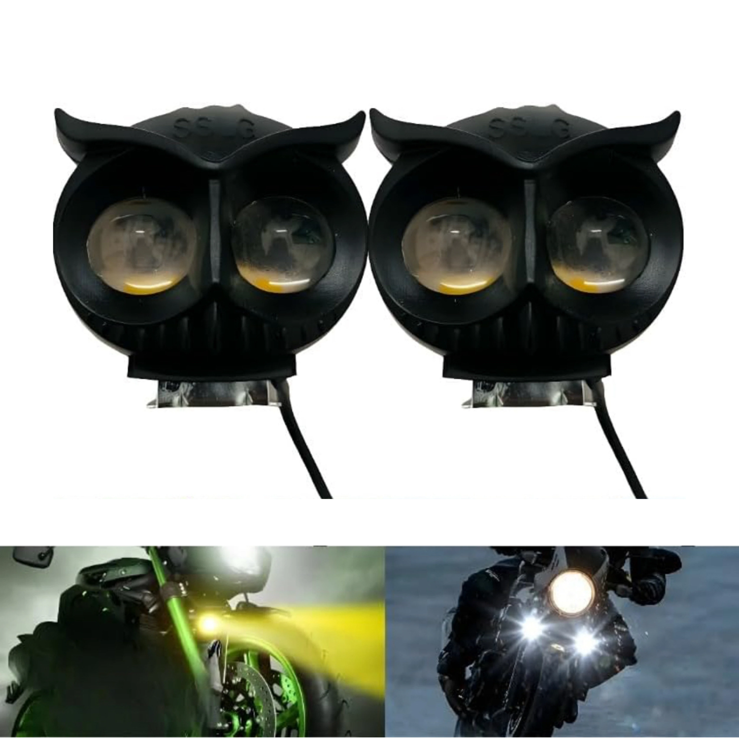 OWL Led fog light for all bikes (yellow & white), pack of 2 bulb and a switch Fog Lamp Motorbike LED (12 V, 20 W) (Universal For Bike, Pack of 2)