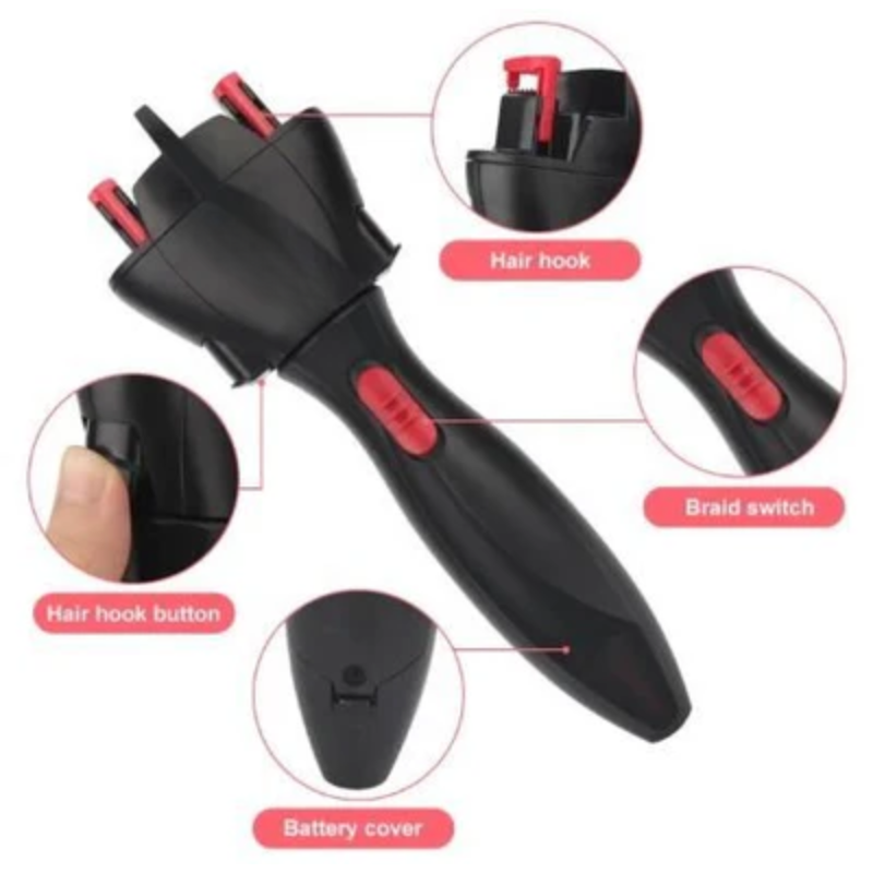 BraidEase: Electric Automatic Hair Braider with One-Button Operation, Portable Design & Tangle-Free Result