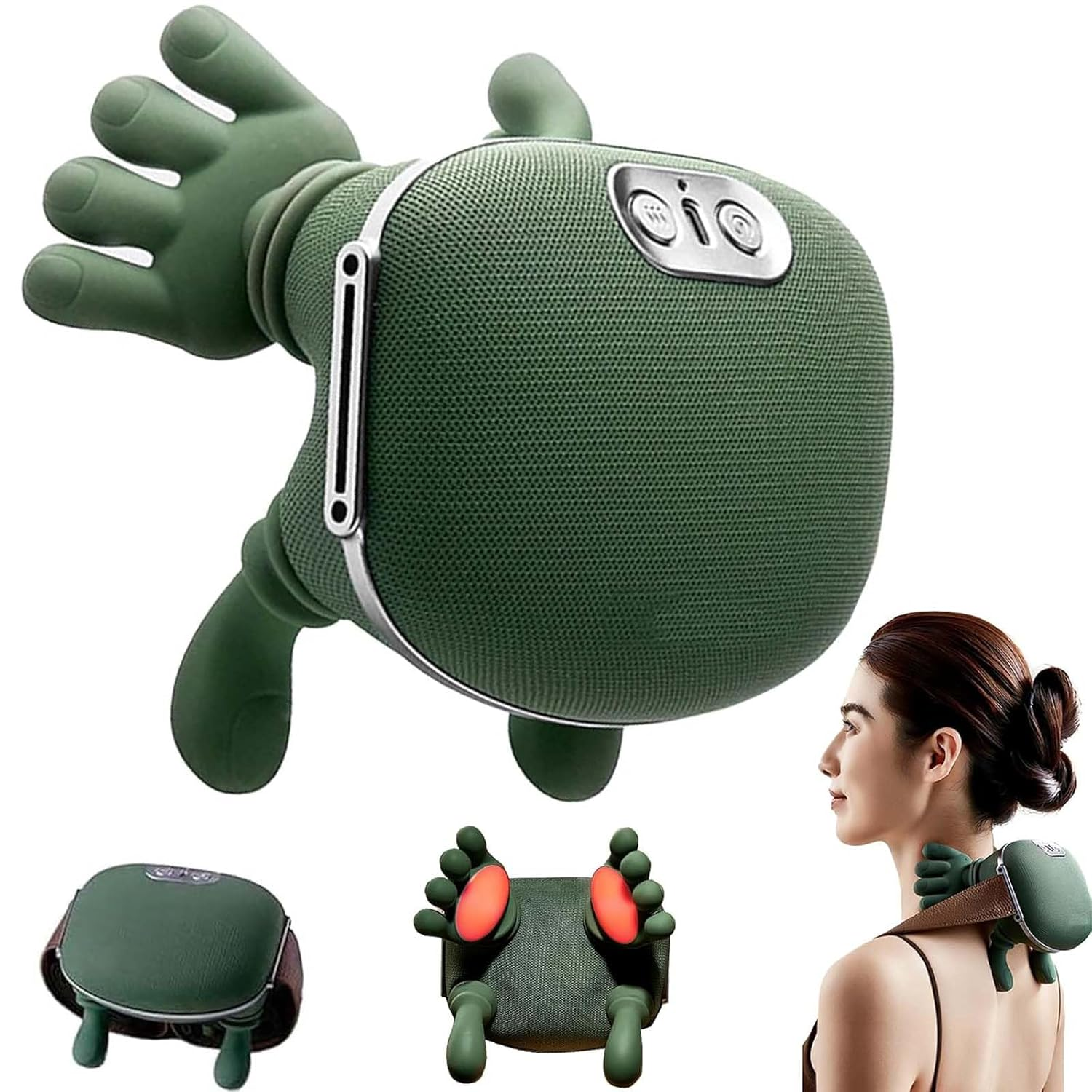 Palmora: Portable Neck & Shoulder Massager with Deep Kneading & Heat Therapy, 4D Heated Massage Pillow with Multiple Modes for Muscle Relaxation & Pain Relief