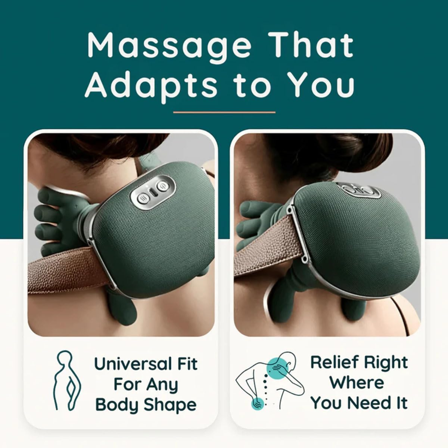 Palmora: Portable Neck & Shoulder Massager with Deep Kneading & Heat Therapy, 4D Heated Massage Pillow with Multiple Modes for Muscle Relaxation & Pain Relief