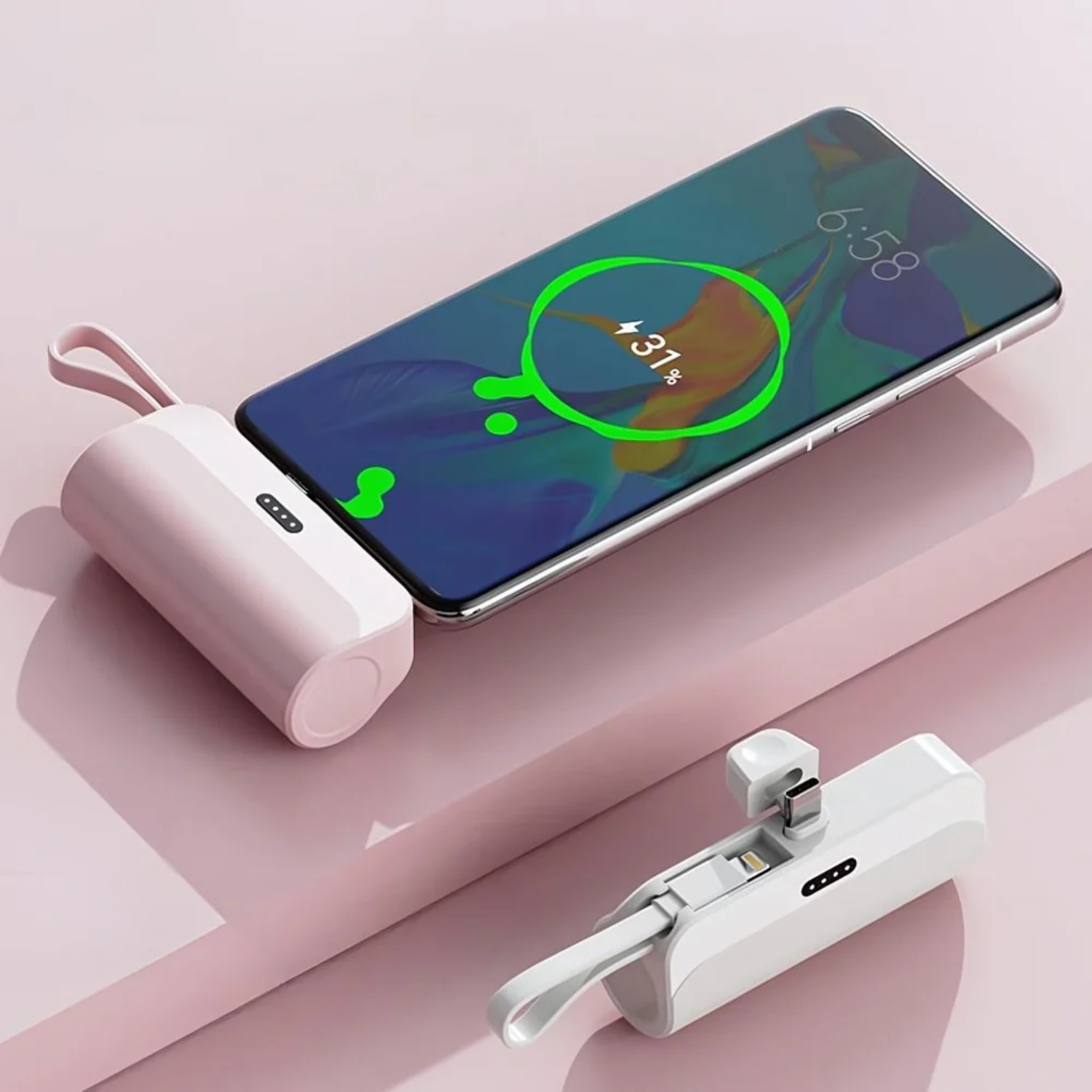 Pocky: Mini 5000 mAh Pocket Power Bank with Built-In Cable for Android, iPhone & Devices