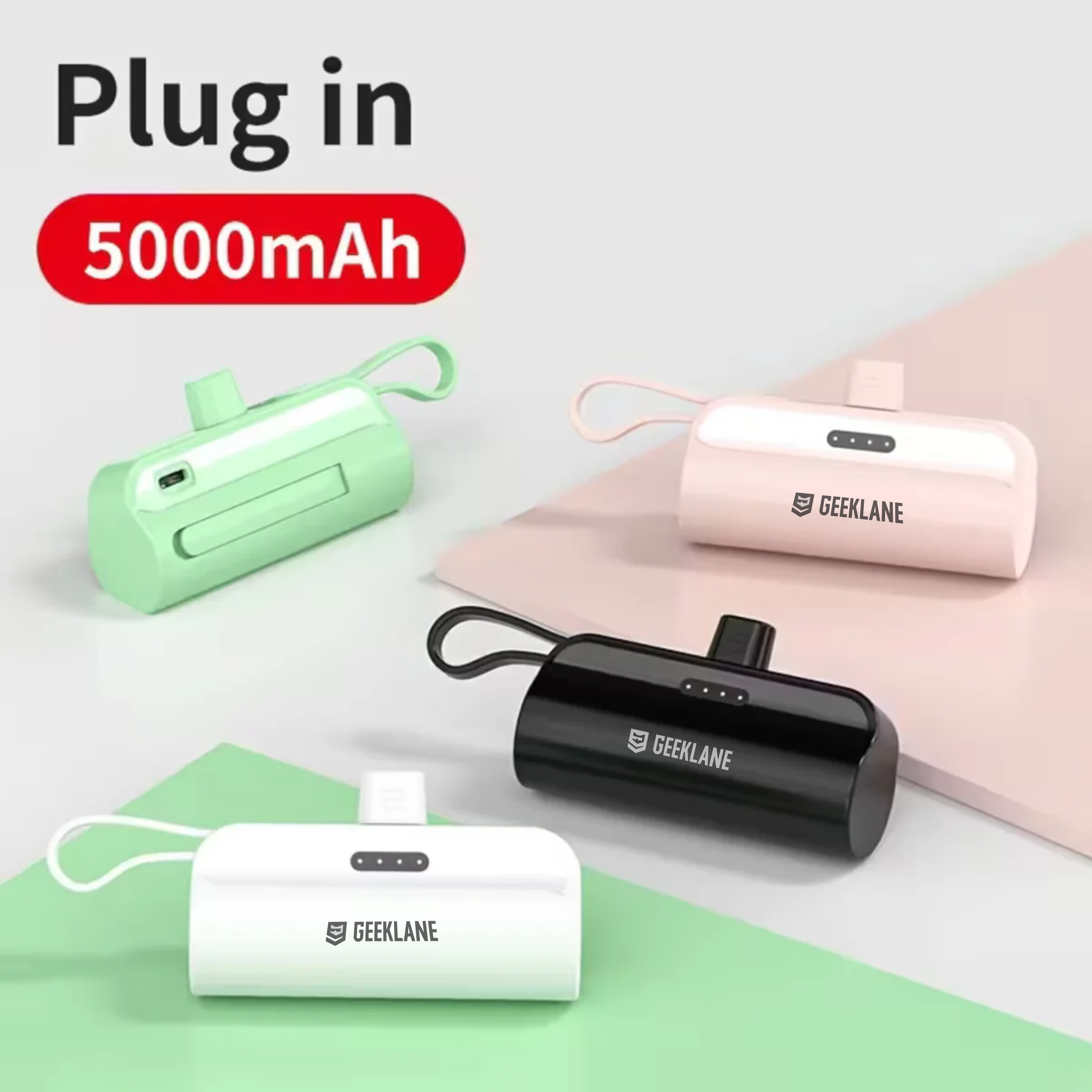 Pocky: Mini 5000 mAh Pocket Power Bank with Built-In Cable for Android, iPhone & Devices (Assorted)