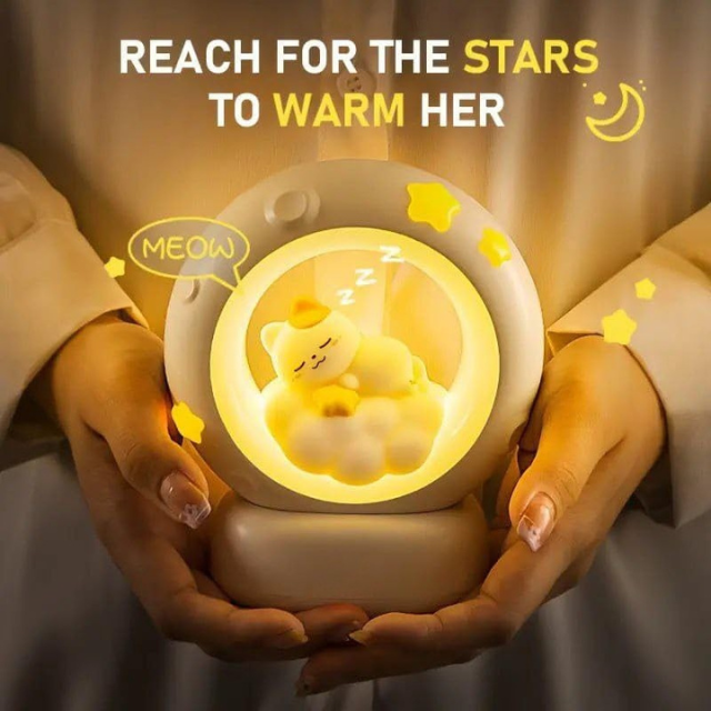 PawPop: Adorable Cat-Shaped LED Night Light – USB Rechargeable Lamp with Tap Control & Adjustable Brightness for Cozy Ambiance & Gifting