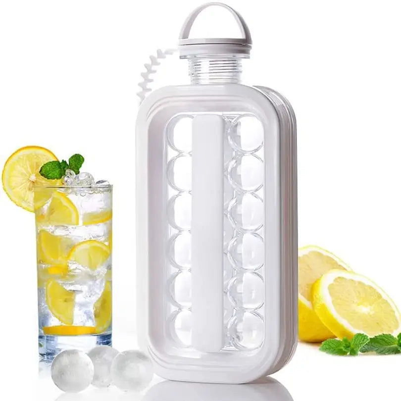 Frostee: 2-in-1 Ice Ball Maker Bottle with 17 Grids – Portable Freezer Kettle & Water Jug for Cocktails, Juice, Coffee, Whiskey & Cold Beverages