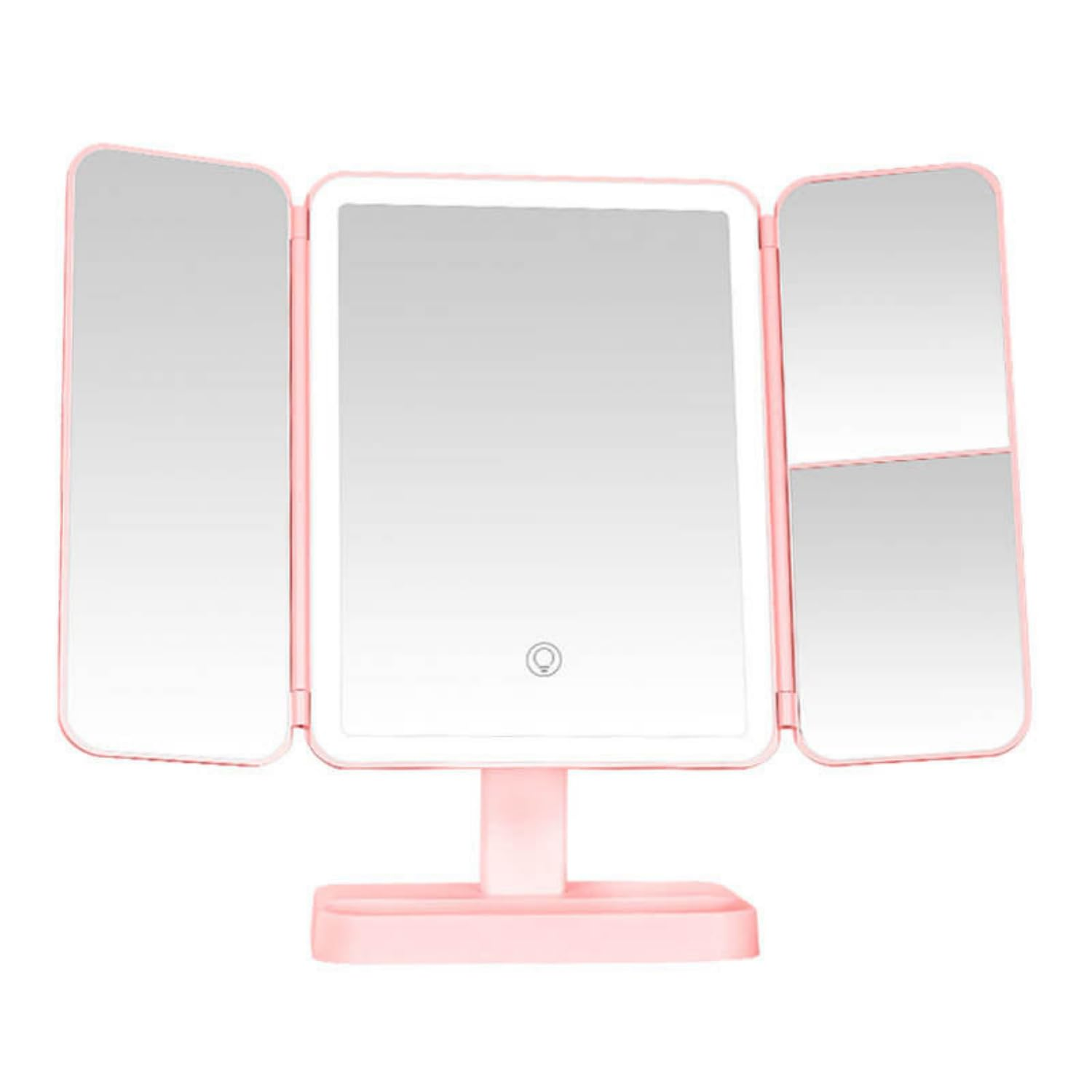 Mirra: Trifold LED Makeup Mirror with Touch Dimming, 3 Color Modes & 1X/3X/5X Magnification – Rechargeable Vanity Mirror for Travel & Daily Makeup