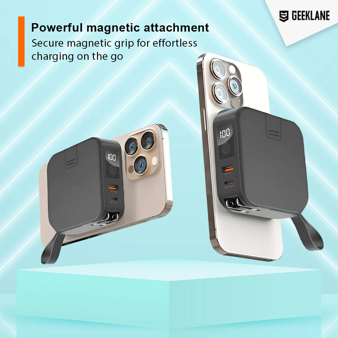 Voyager: Premium All-in-One MagSafe LiPo Power Bank with PD, Built-in Cables & Outlet Prongs for Ultimate Charging Convenience