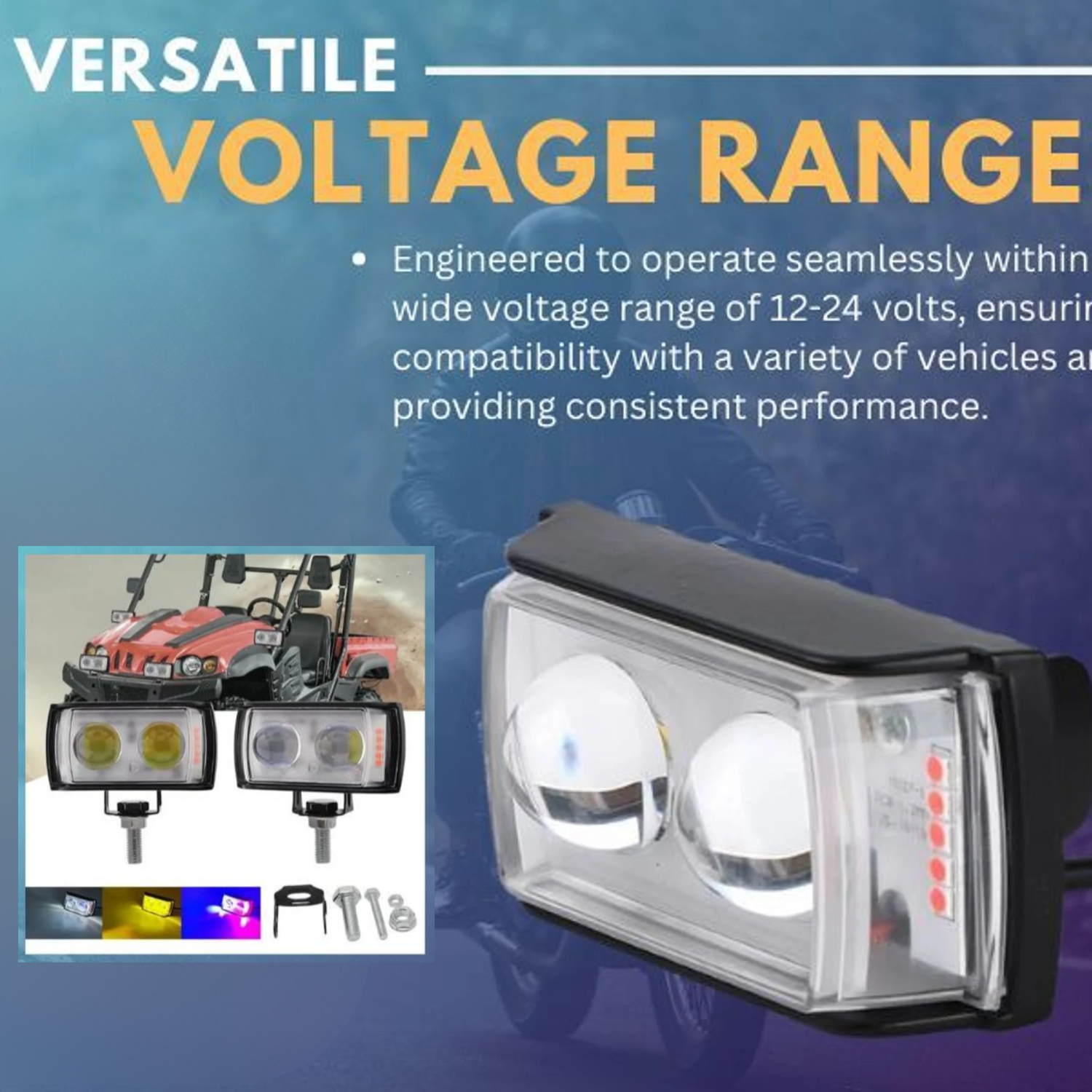 Mini Double Lens Fog Light with Yellow & White Fleshing Light (RED & Blue DRL) Fog Lamp Motorbike LED (12 V, 45 W) (Universal For Bike, Pack of 2)