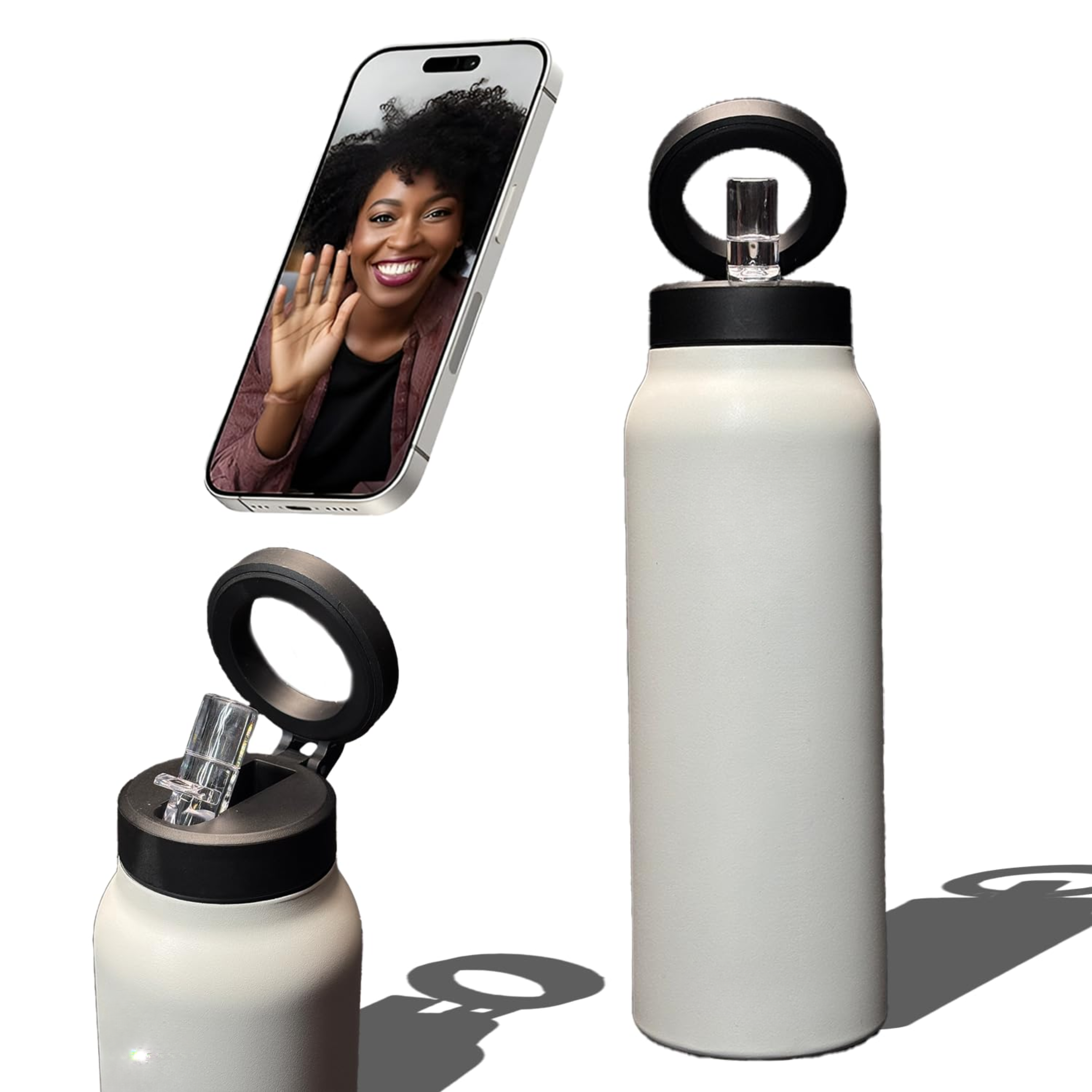 Hydra: Magnetic Smart Water Bottle with Phone Holder & Leakproof Design, Insulated Stainless Steel Bottle for Gym, Travel & Daily Hydration (800ml)