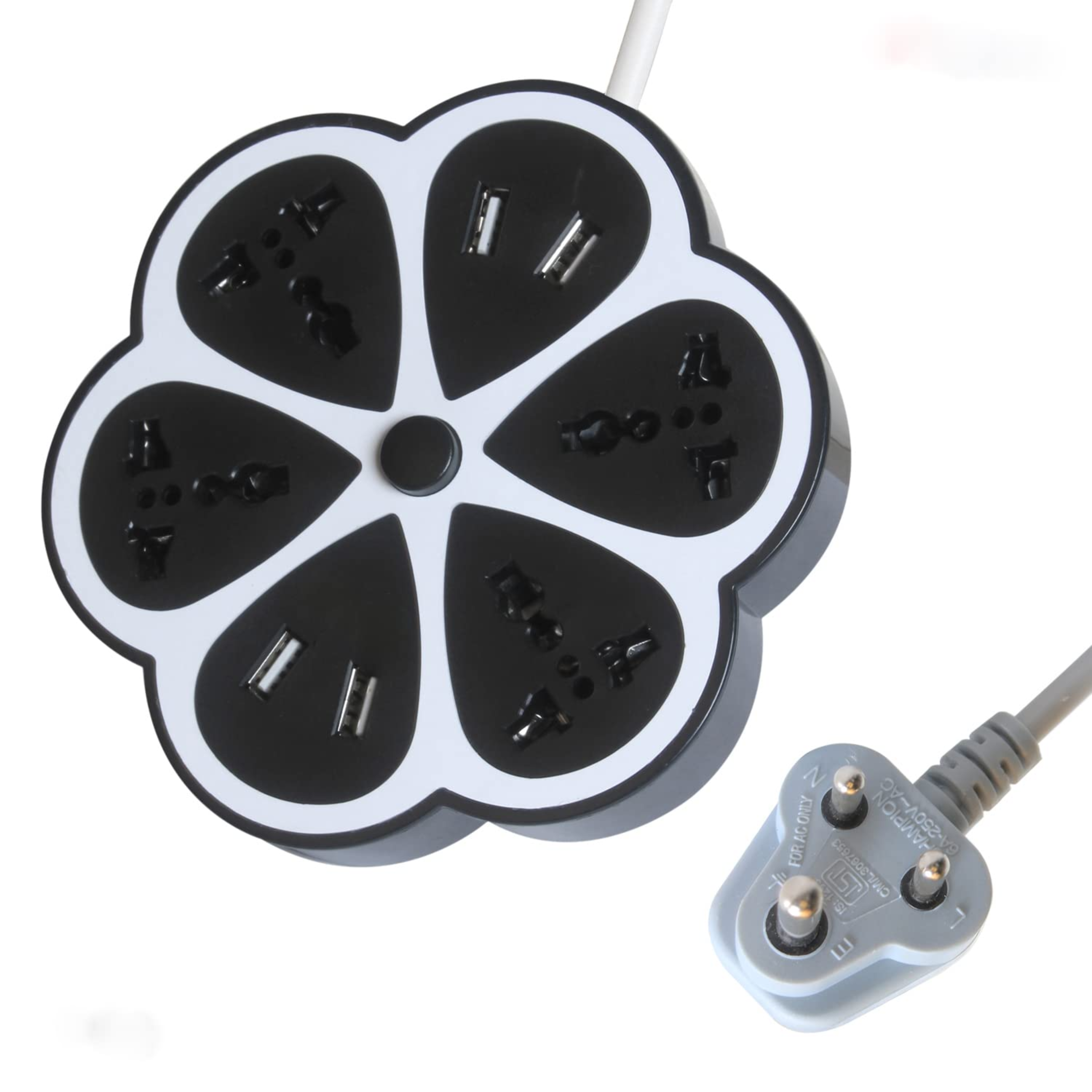 PowerHub: Multi-Socket Extension Board with 4 Power Outlets, 4 USB Ports & Power Switch for Home and Office Charging