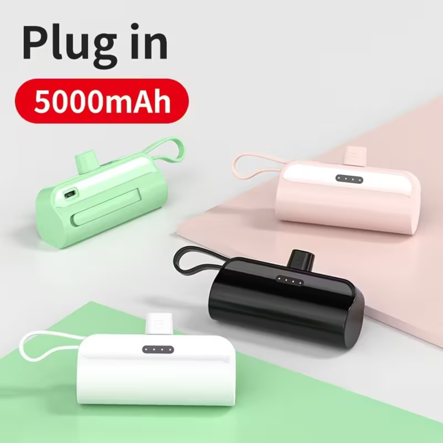 Pocky: Mini 5000 mAh Pocket Power Bank with Built-In Cable for Android, iPhone & Devices