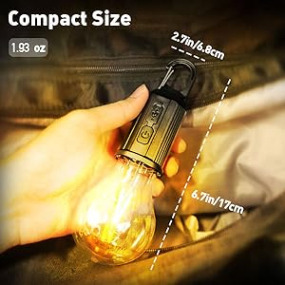 ClipGlow: Rechargeable Clip-On LED Bulb – Waterproof Hanging Camping Light with USB Charging & 3 Lighting Modes for Hiking, Repair, Emergency & Outdoor Use