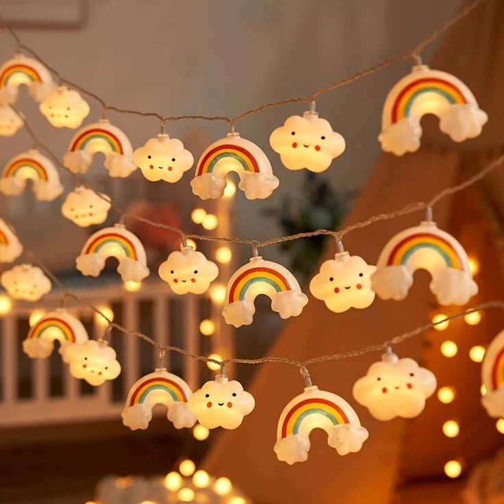 Cloudy: 10ft Cloud & Rainbow LED Fairy String Lights for Bedroom, Festive Décor & Christmas Tree Decoration