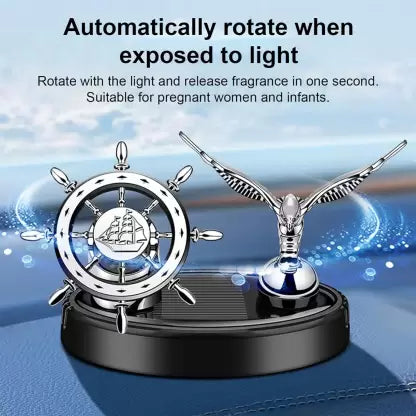 Sailor: Solar-Powered Rotating Car Air Freshener with Ship Steering Wheel & Anchor Design