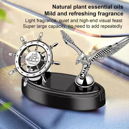 Sailor: Solar-Powered Rotating Car Air Freshener with Ship Steering Wheel & Anchor Design