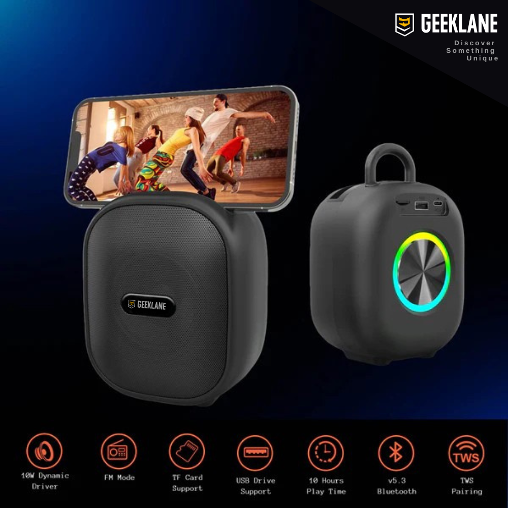 Zordaar: 10W Wireless Bluetooth Party Speaker with Deep Bass & crisp treble, TWS Pairing, RGB Mood Light, BT v5.3 & Mic & 10Hrs Playtime