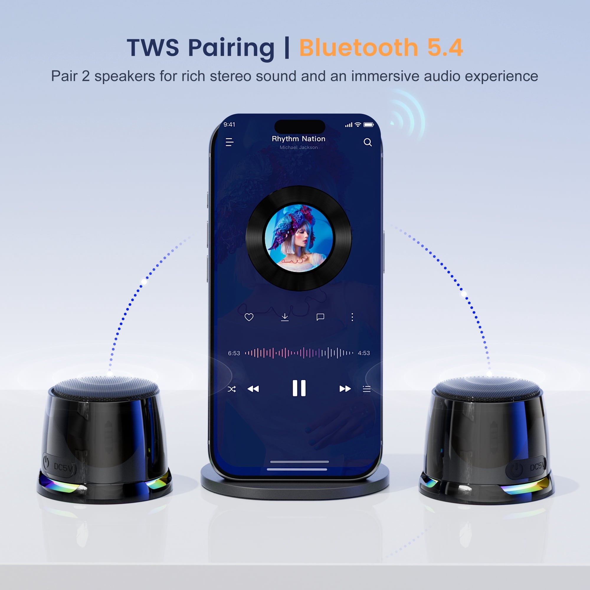 Mago: Mini Magnetic Bluetooth Speaker with Built-In Phone Stand, TWS Stereo Pairing & Strong Magnetic Mount for Smartphones, Refrigerators & Metal Surfaces