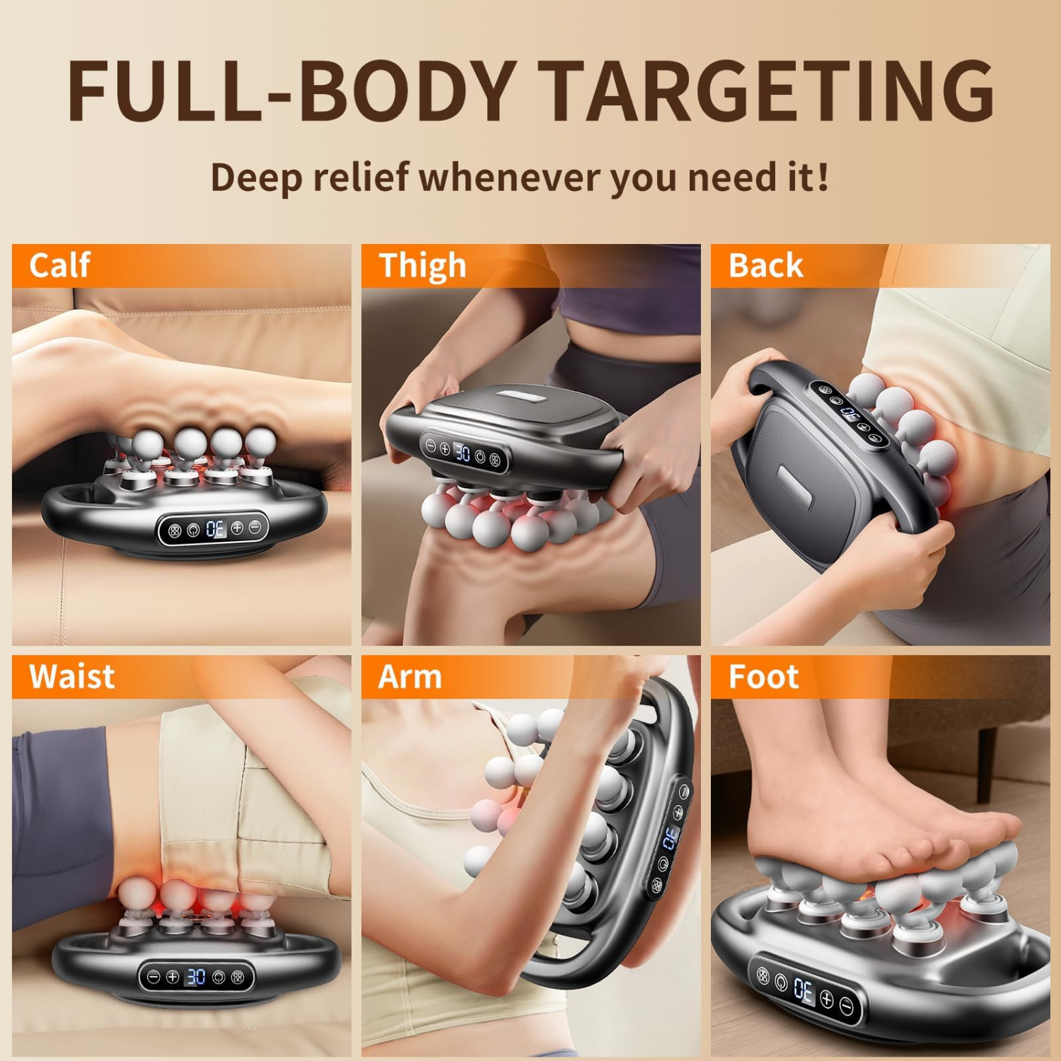 Relix: Deep Tissue Massage Gun with Percussion Therapy, 16 Massage Heads & 9 Intensity Levels for Muscle Recovery & Pain Relief
