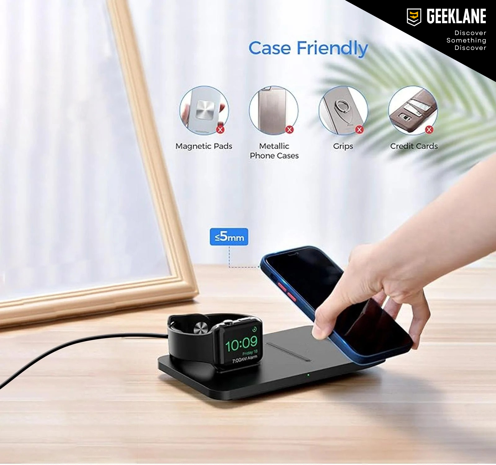 Dockit: 2-in-1 Wireless Charging Pad for iPhone & Apple Watch – Nightstand Mode & Qi Compatibility with Fast Charging in a Sleek Minimal Design