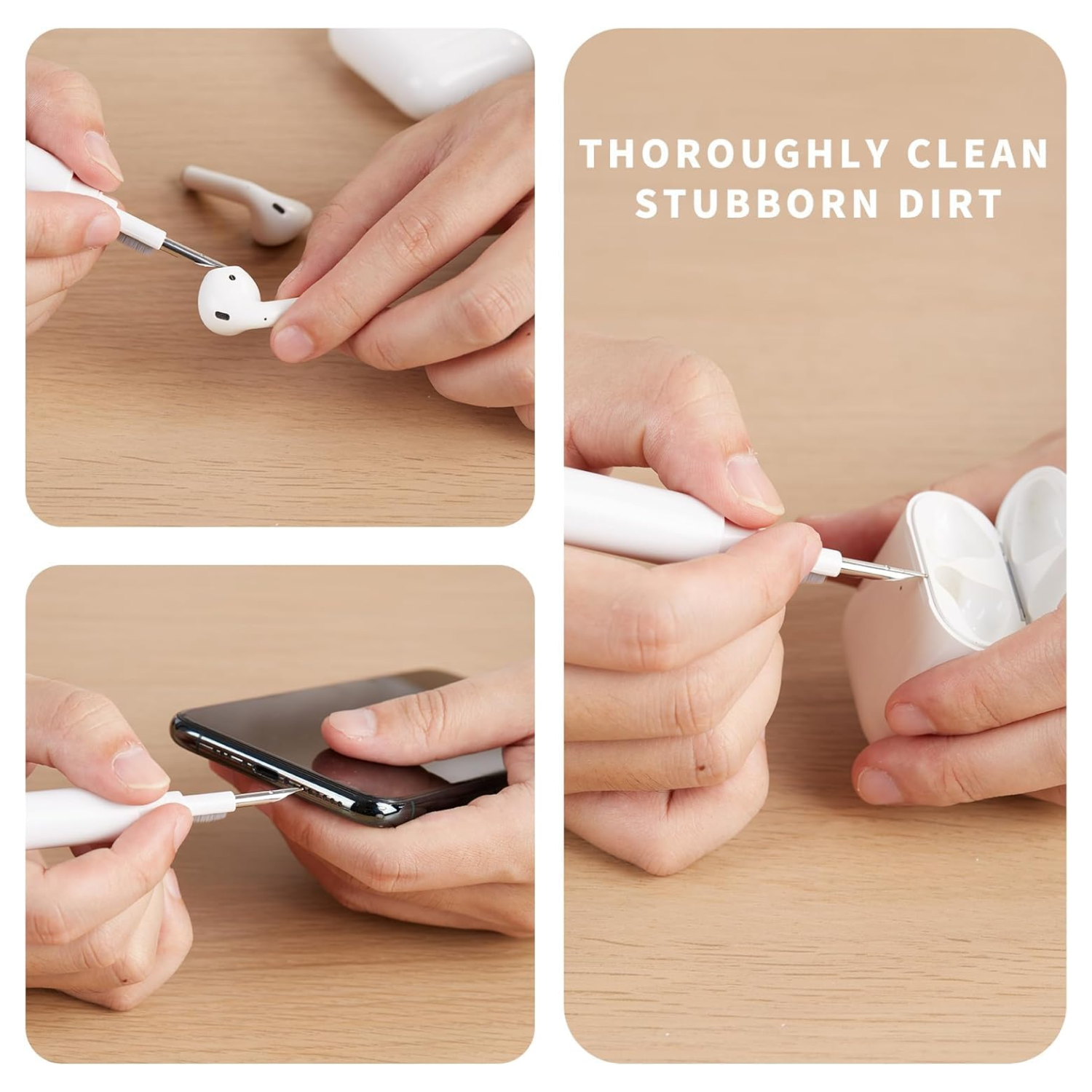 CleanTip: 3-in-1 Earbuds & AirPods Cleaning Pen - Precision Cleaning Tool with Soft Brush, Tip & Sponge