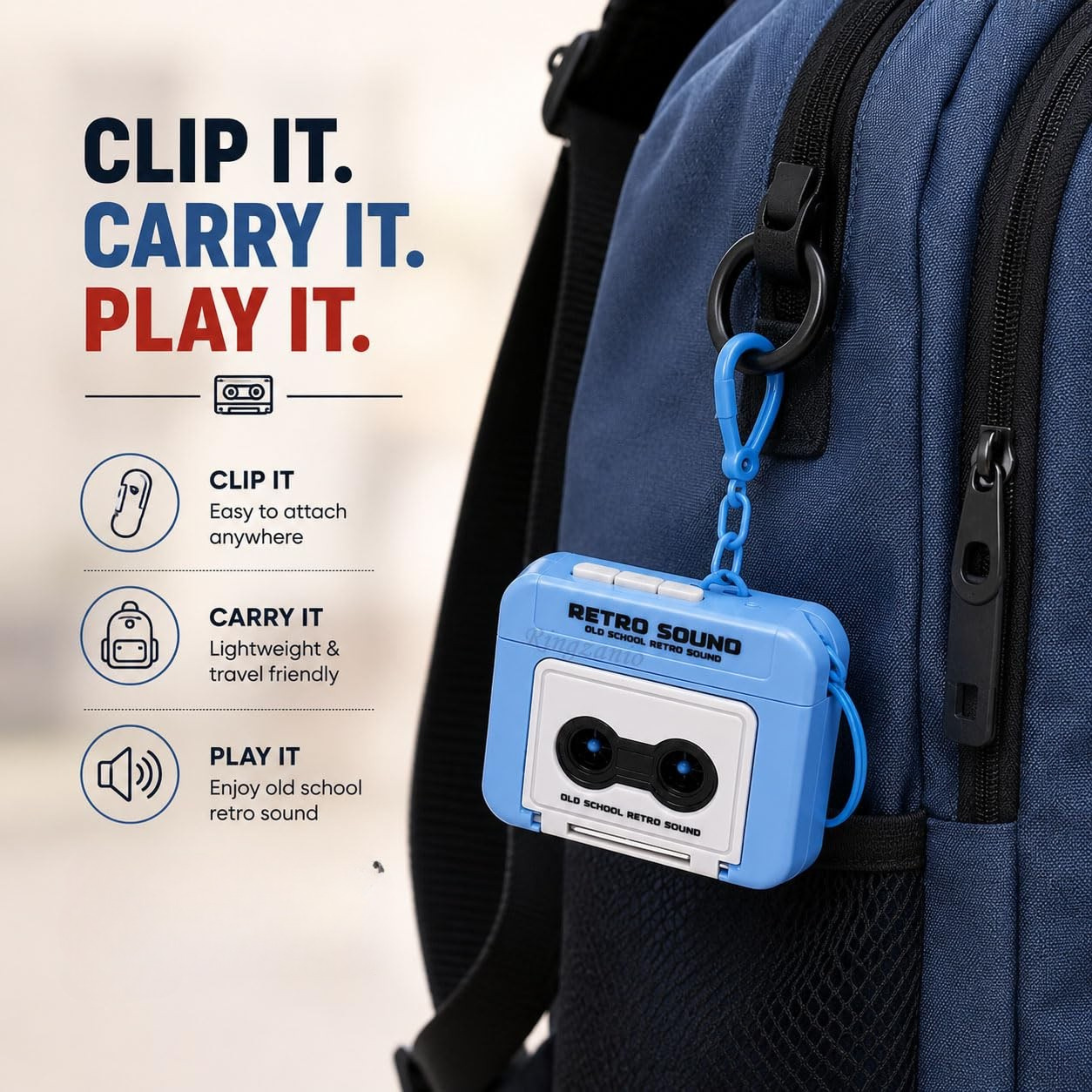 Yappy: Mini Retro Recorder Tape Keychain, Voice Recording Keychain with Mini Cassette Design & Built-In Playback Function for Bags, Keys & Collectible Gifts